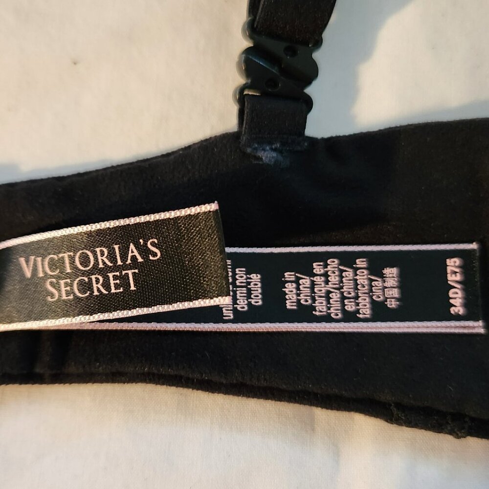 Victoria's Secret bra sz 34D black lace demi EUC - Picture 3 of 3